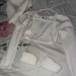 Madden Girl Cream Fuzzy Bolero Shrug